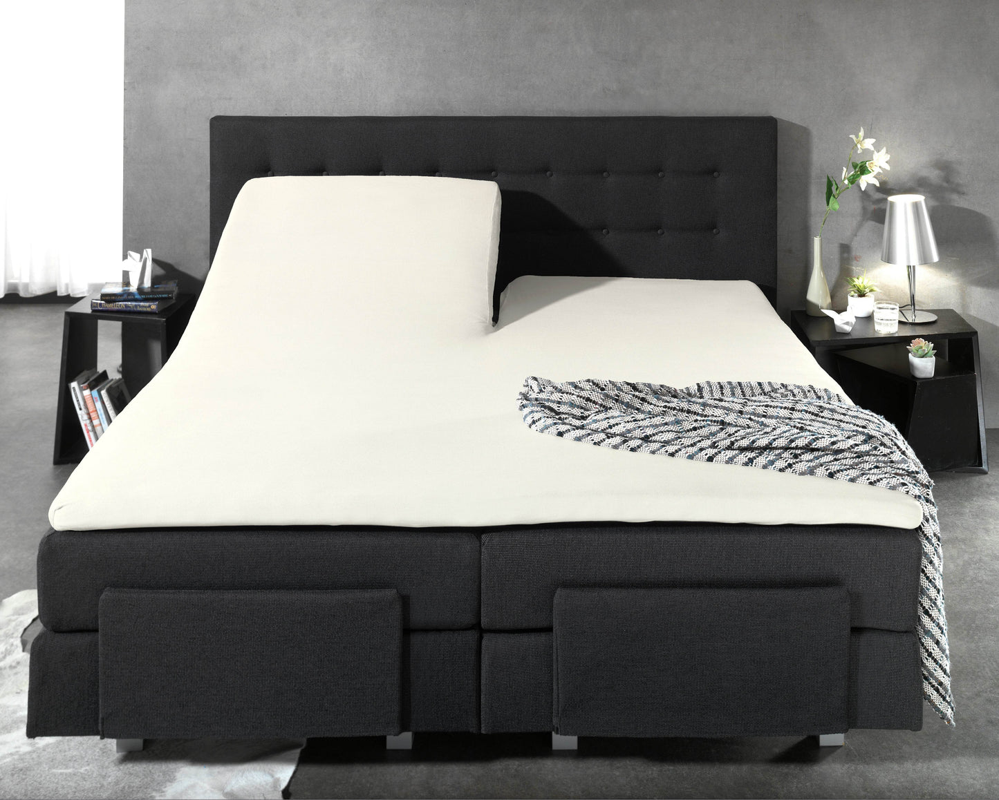 Split Topper Baumwolle Spannbettlaken Creme 160 x 220 cm - Palo24
