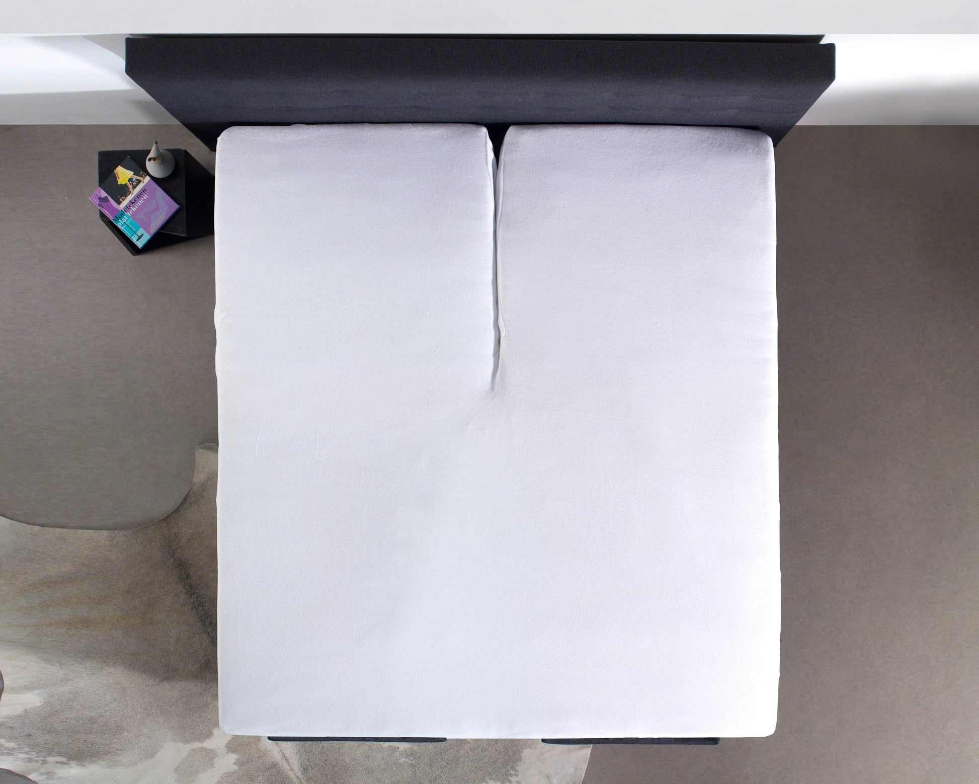 Split Topper Baumwolle Spannbettlaken Weiss 180 x 200 cm - Palo24
