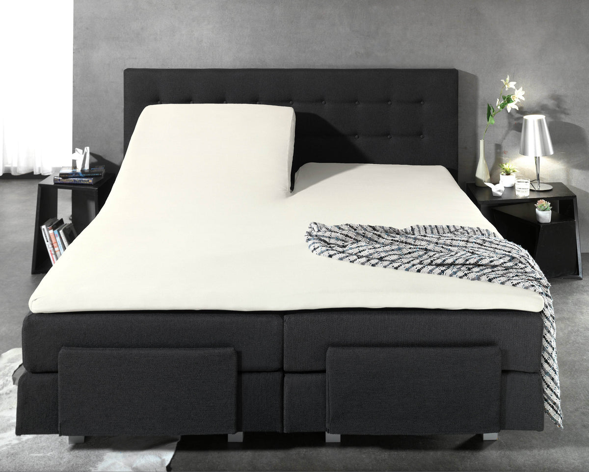 Split Topper Baumwolle Spannbettlaken Creme 180 x 200 cm - Palo24