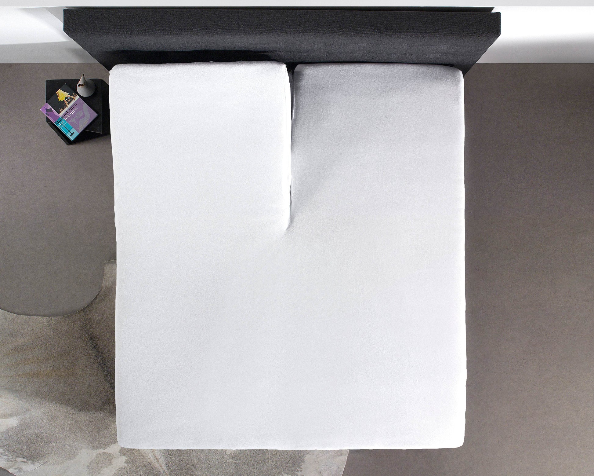 Split Topper Baumwolle Spannbettlaken Weiss 180 x 210 cm - Palo24