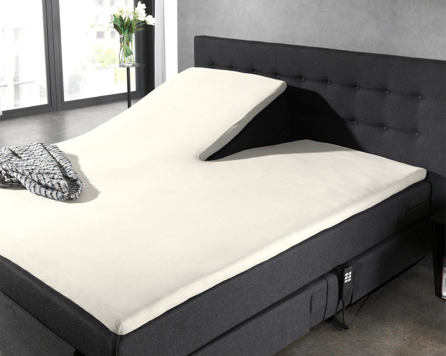 Split Topper Baumwolle Spannbettlaken Creme 180 x 220 cm - Palo24