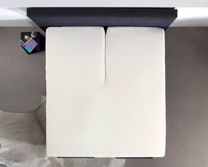 Split Topper Baumwolle Spannbettlaken Creme 180 x 220 cm - Palo24
