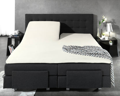 Split Topper Baumwolle Spannbettlaken Creme 180 x 220 cm - Palo24
