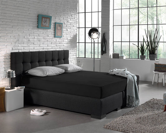 Einzel Jersey 135 gr. Spannbettlaken Schwarz 140 x 200 cm - Palo24