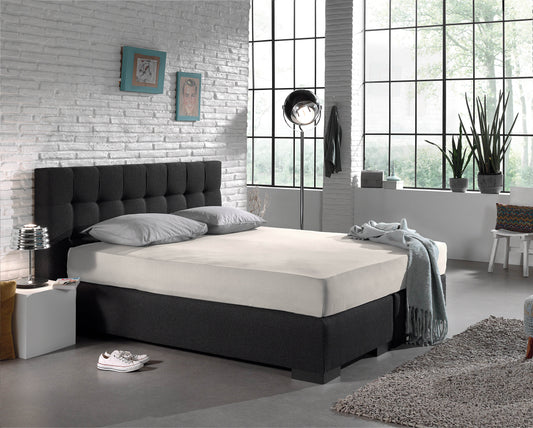 Einzel Jersey 135 gr. Spannbettlaken Creme 190/200 x 200/220 cm - Palo24