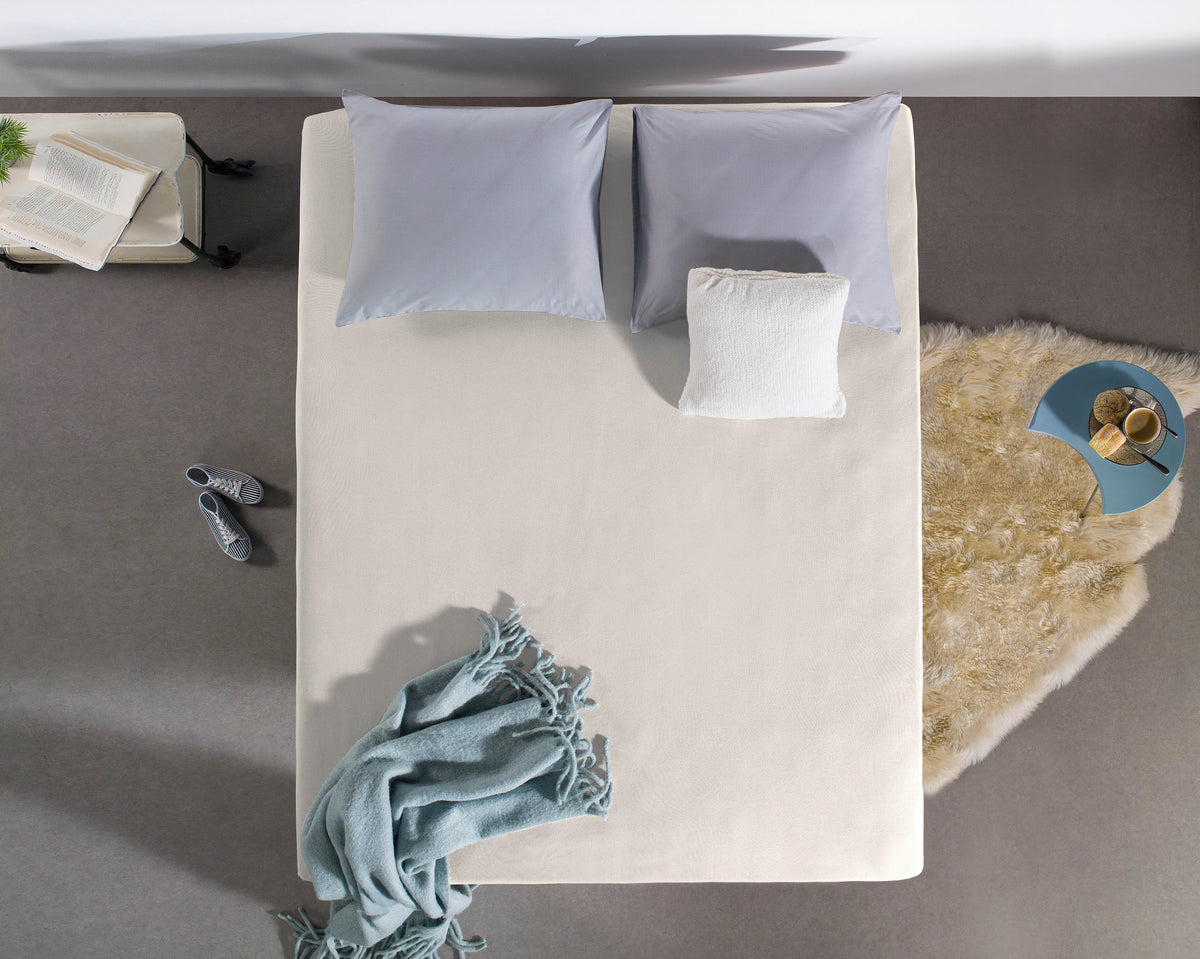 Einzel Jersey 135 gr. Spannbettlaken Creme 190/200 x 200/220 cm - Palo24