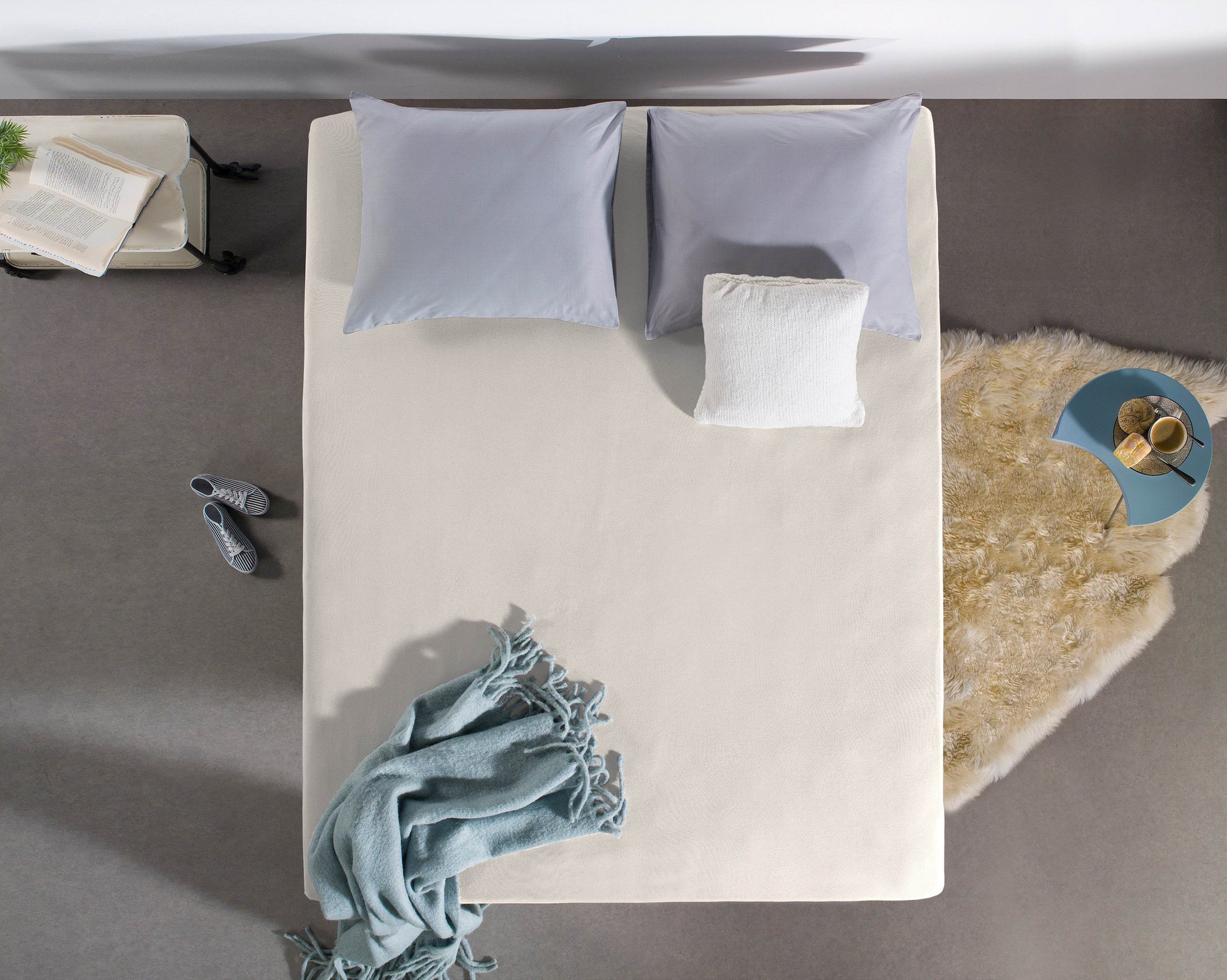 Einzel Jersey 135 gr. Spannbettlaken Creme 190/200 x 200/220 cm - Palo24