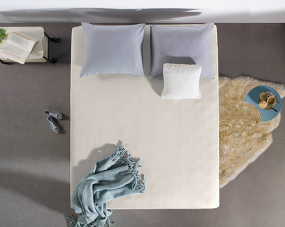 Einzel Jersey 135 gr. Spannbettlaken Creme 190/200 x 200/220 cm - Palo24