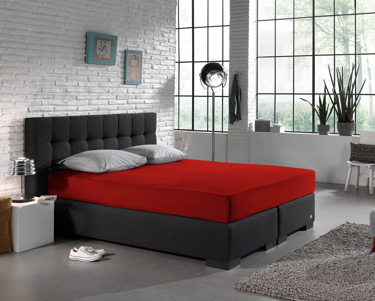 Einzel Jersey 135 gr. Spannbettlaken Rot 160/180 x 200 cm - Palo24