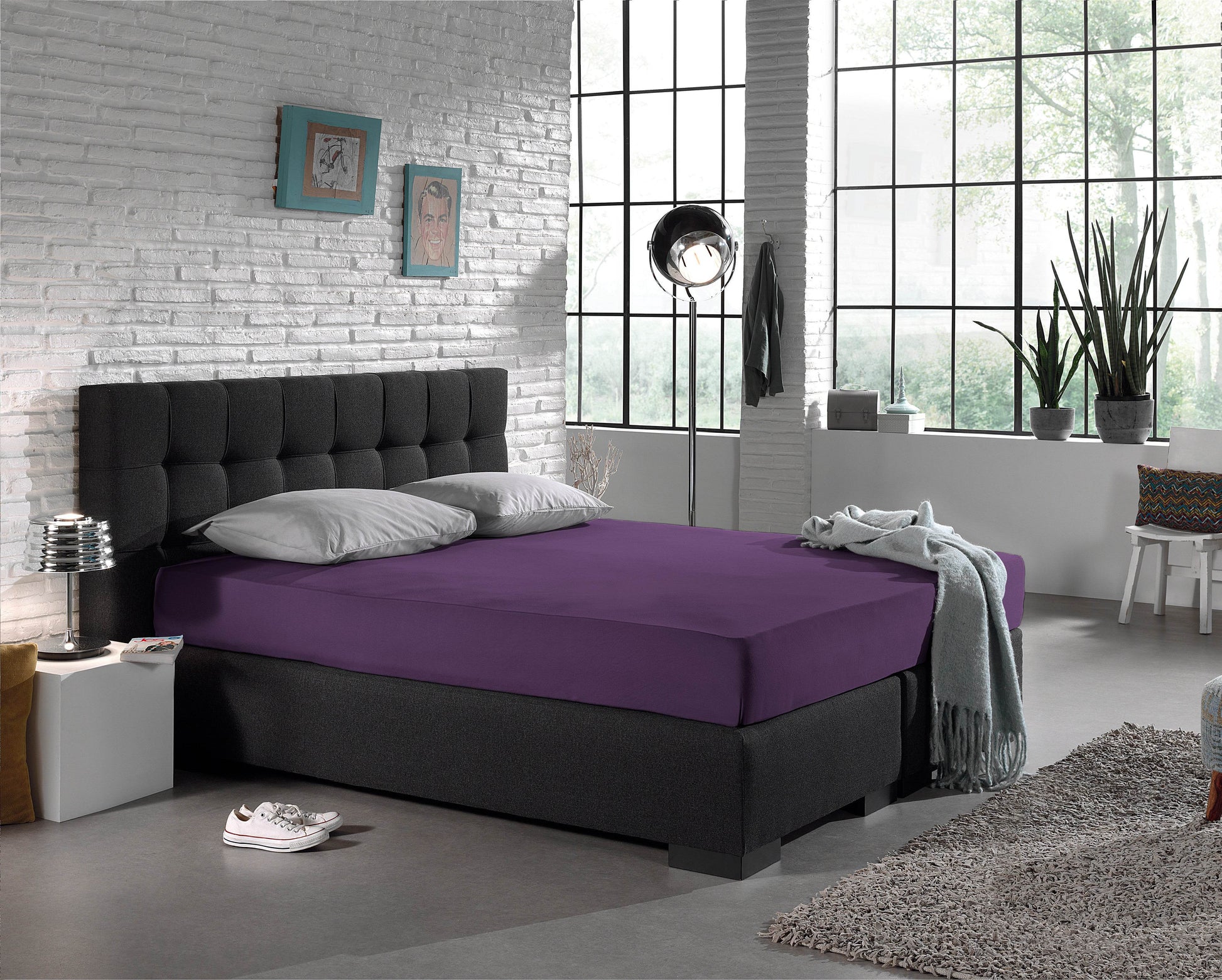 Einzel Jersey 135 gr. Spannbettlaken Lila 140 x 200 cm - Palo24