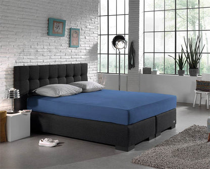 Einzel Jersey 135 gr. Spannbettlaken Blau 80/100 x 200 cm - Palo24