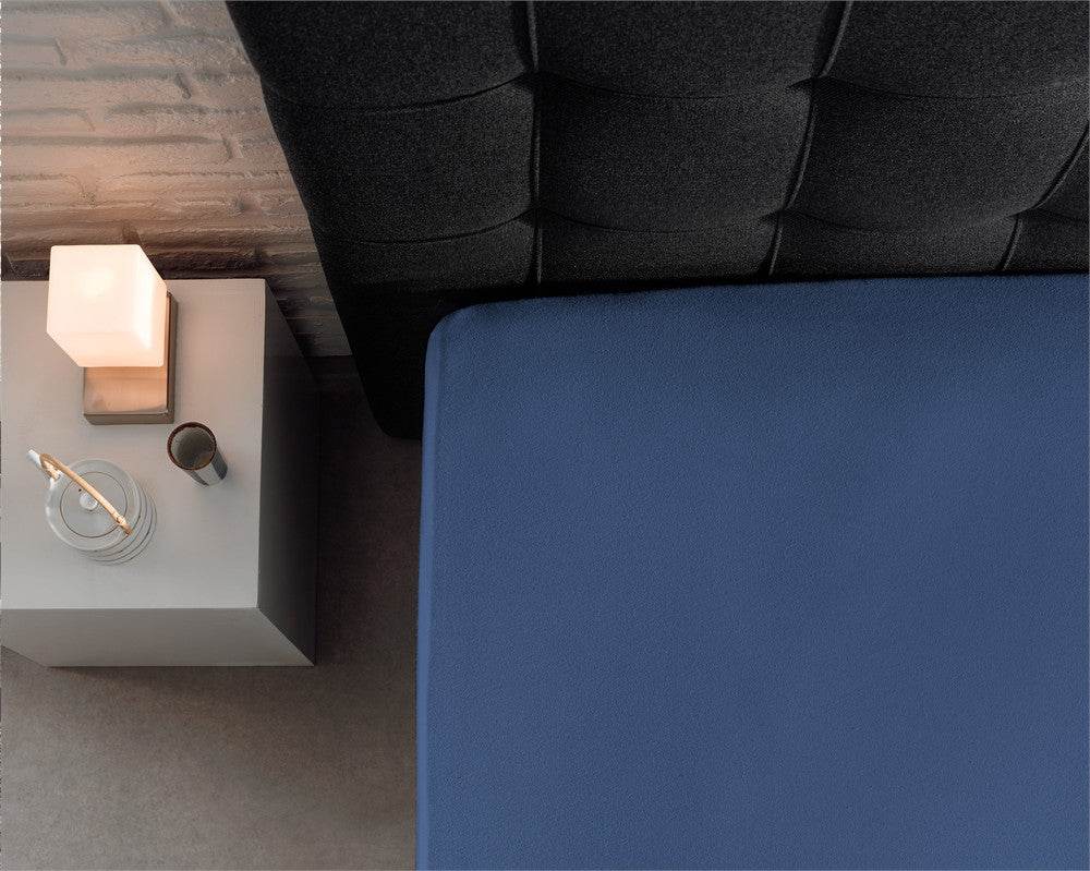 Einzel Jersey 135 gr. Spannbettlaken Blau 80/100 x 200 cm - Palo24