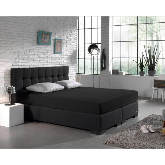 Doppelt Jersey 220 gr. Spannbettlaken Schwarz 140 x 200/220 cm - Palo24