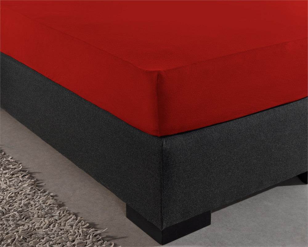 Doppelt Jersey 220 gr. Spannbettlaken Rot 140 x 200/220 cm - Palo24