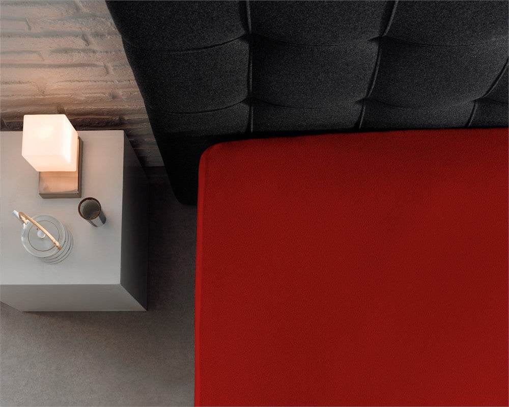 Doppelt Jersey 220 gr. Spannbettlaken Rot 190/200 x 220/230 cm - Palo24