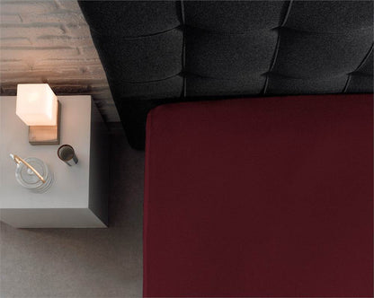 Doppelt Jersey 220 gr. Spannbettlaken Bordeaux 160/180 x 200/220 cm - Palo24