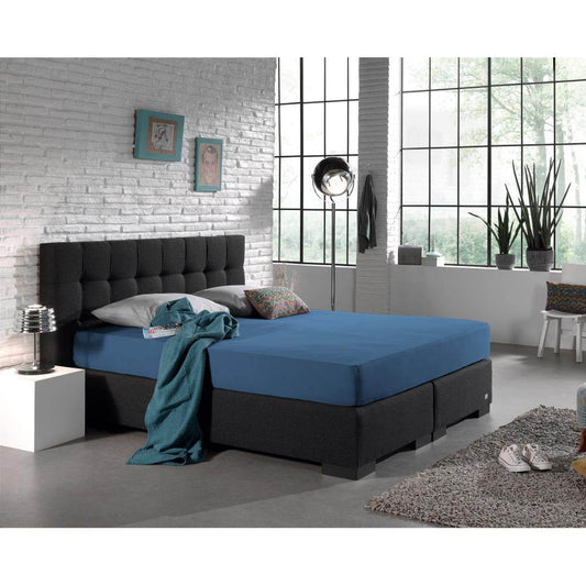 Doppelt Jersey 220 gr. Spannbettlaken Blau 160/180 x 200/220 cm - Palo24