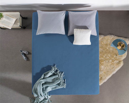Doppelt Jersey 220 gr. Spannbettlaken Blau 160/180 x 200/220 cm - Palo24