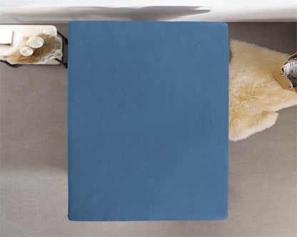 Doppelt Jersey 220 gr. Spannbettlaken Blau 160/180 x 200/220 cm - Palo24