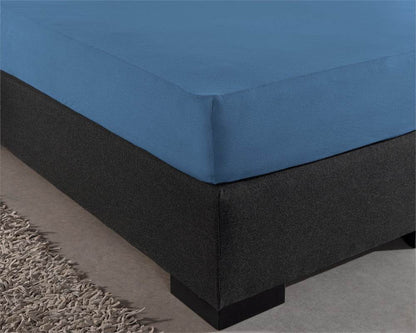 Doppelt Jersey 220 gr. Spannbettlaken Blau 160/180 x 200/220 cm - Palo24