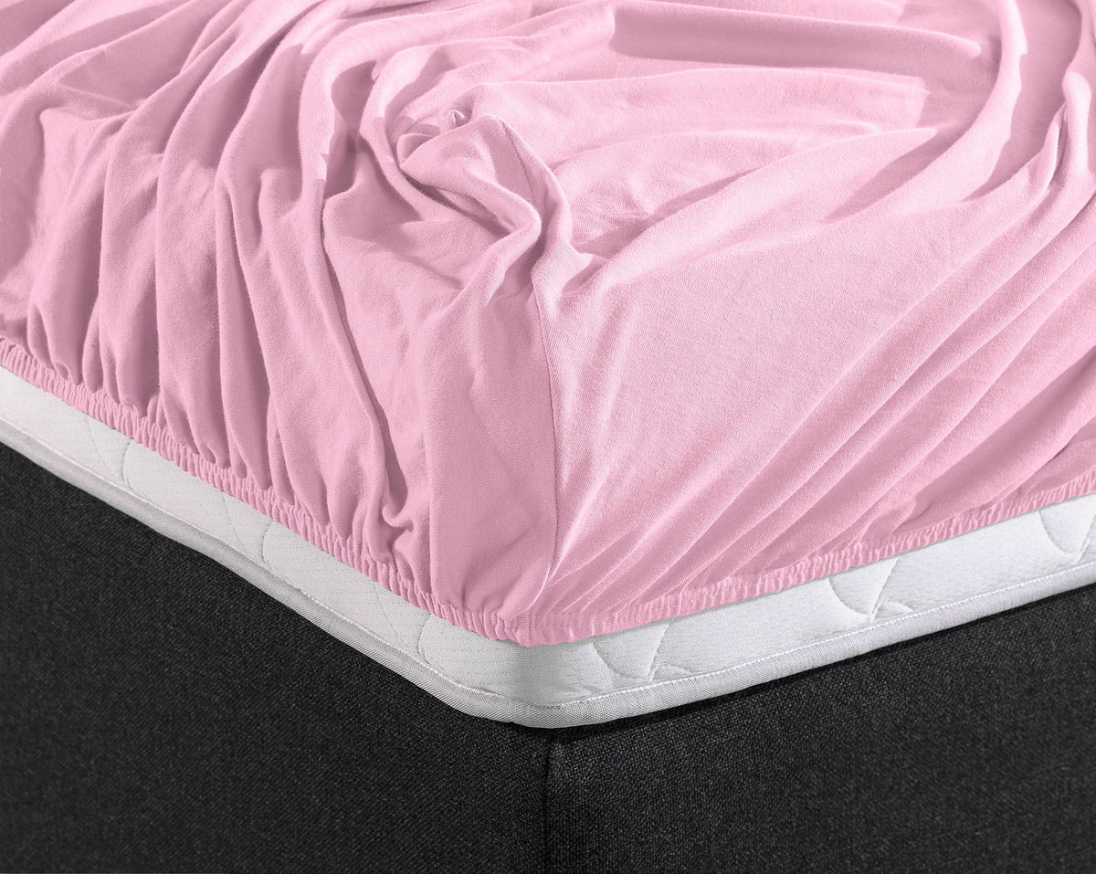 Doppelt Jersey 220 gr. Spannbettlaken Rose 190/200 x 220/230 cm - Palo24