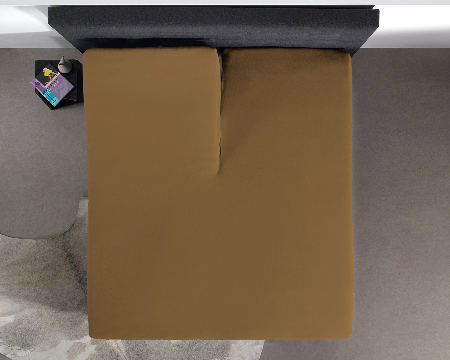 Split Topper Spannbettlaken aus Baumwolle Taupe 180x200 cm