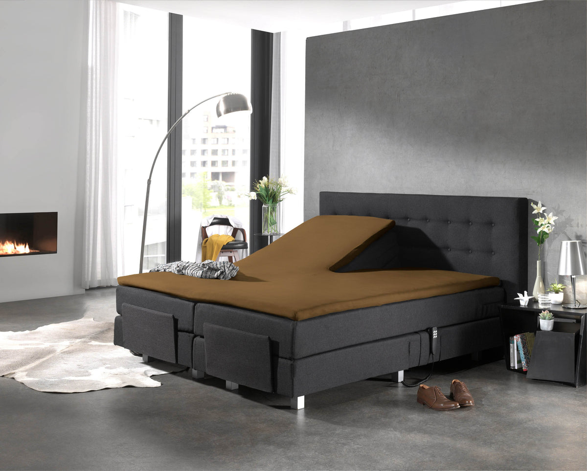 Split Topper Baumwolle Spannbettlaken Taupe 160 x 210 cm - Palo24