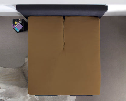 Split Topper Baumwolle Spannbettlaken Taupe 180 x 210 cm - Palo24
