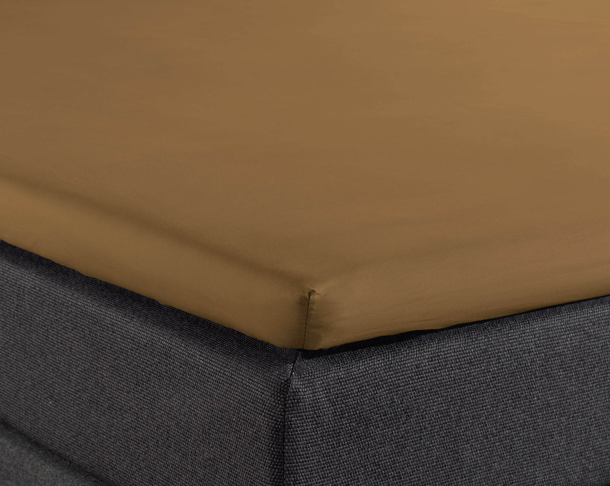 Split Topper Baumwolle Spannbettlaken Taupe 180 x 210 cm - Palo24