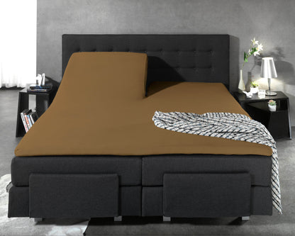 Split Topper Baumwolle Spannbettlaken Taupe 180 x 220 cm - Palo24