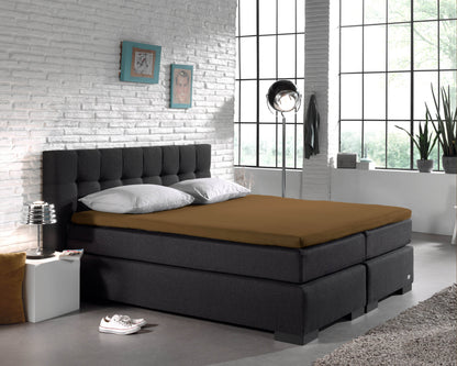 Split Topper Baumwolle Spannbettlaken Taupe 180 x 220 cm - Palo24