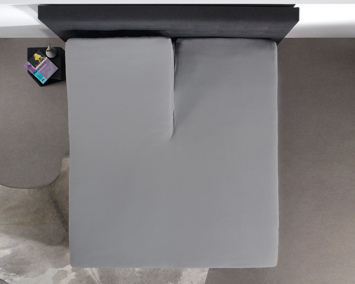 Split Topper Spannbettlaken aus Baumwolle Grau