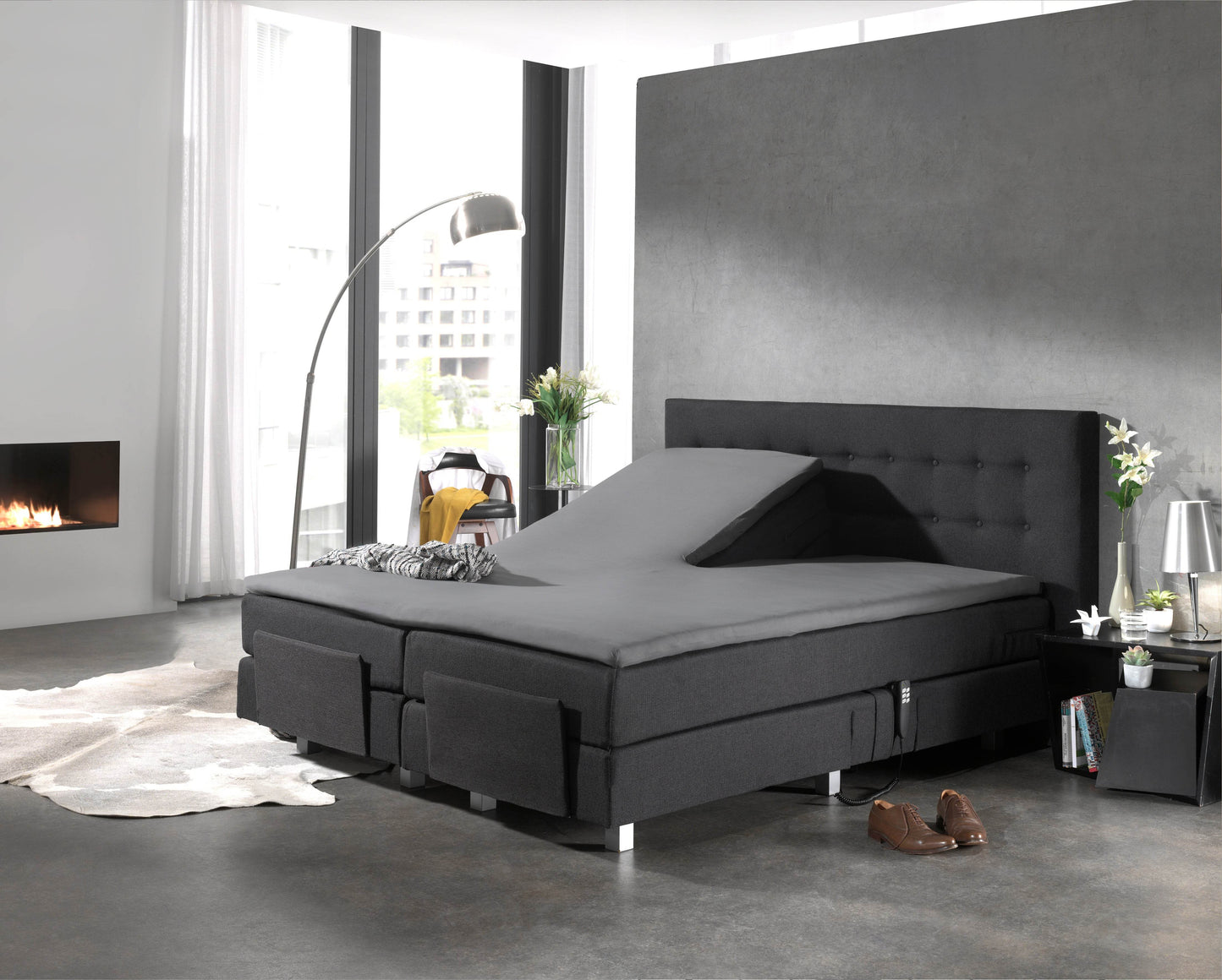 Split Topper Baumwolle Spannbettlaken Grau 160 x 200 cm - Palo24