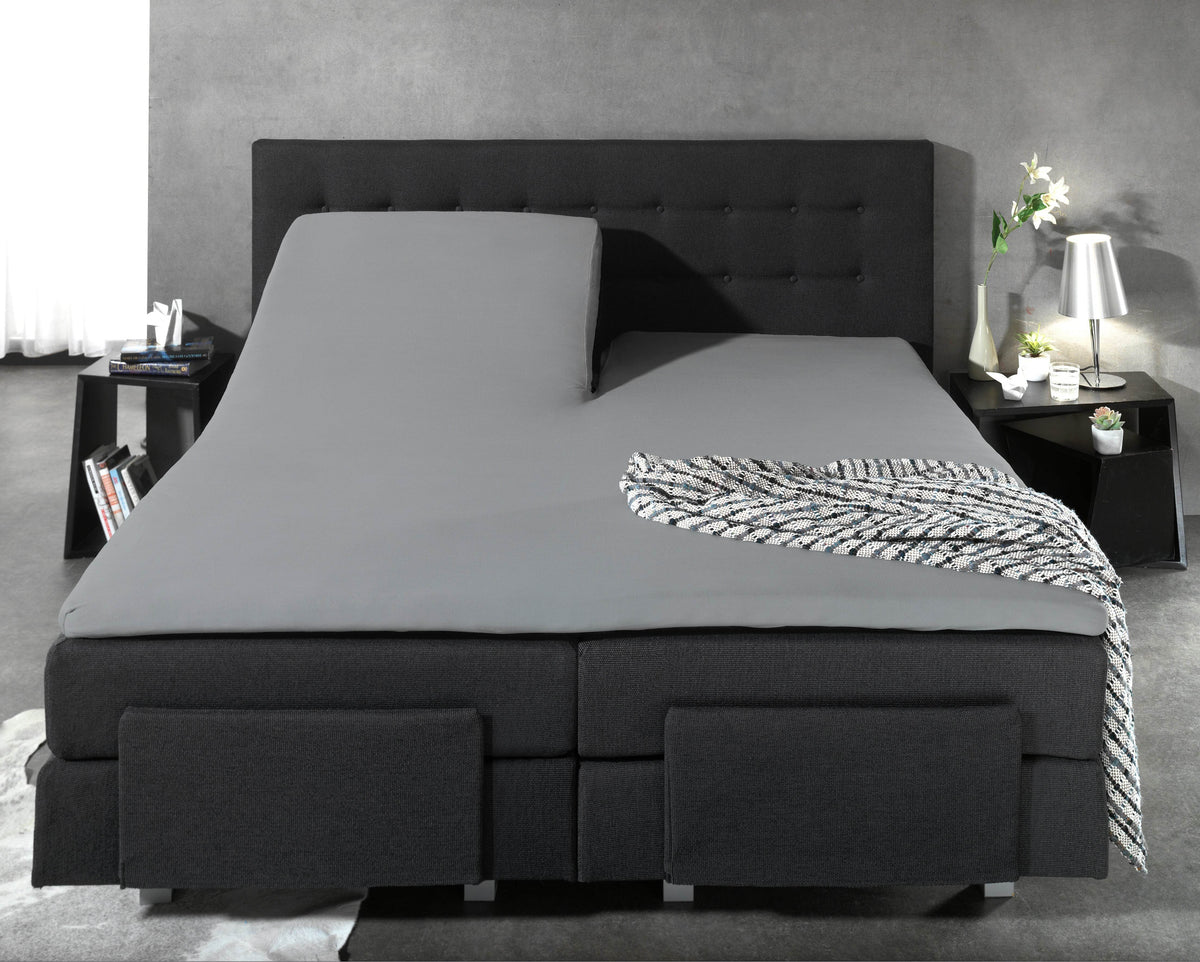 Split Topper Baumwolle Spannbettlaken Grau 160 x 210 cm - Palo24