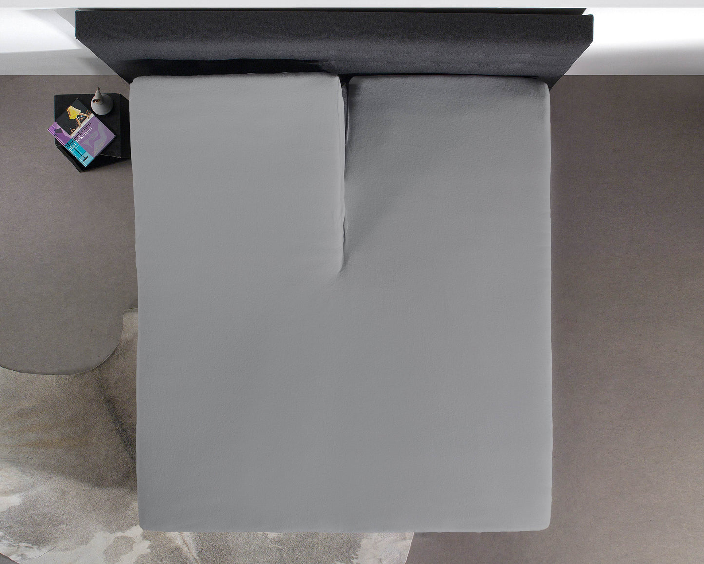 Split Topper Baumwolle Spannbettlaken Grau 160 x 210 cm - Palo24