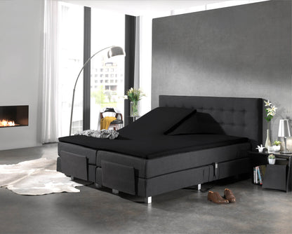 Split Topper Baumwolle Spannbettlaken Schwarz 140 x 200 cm - Palo24