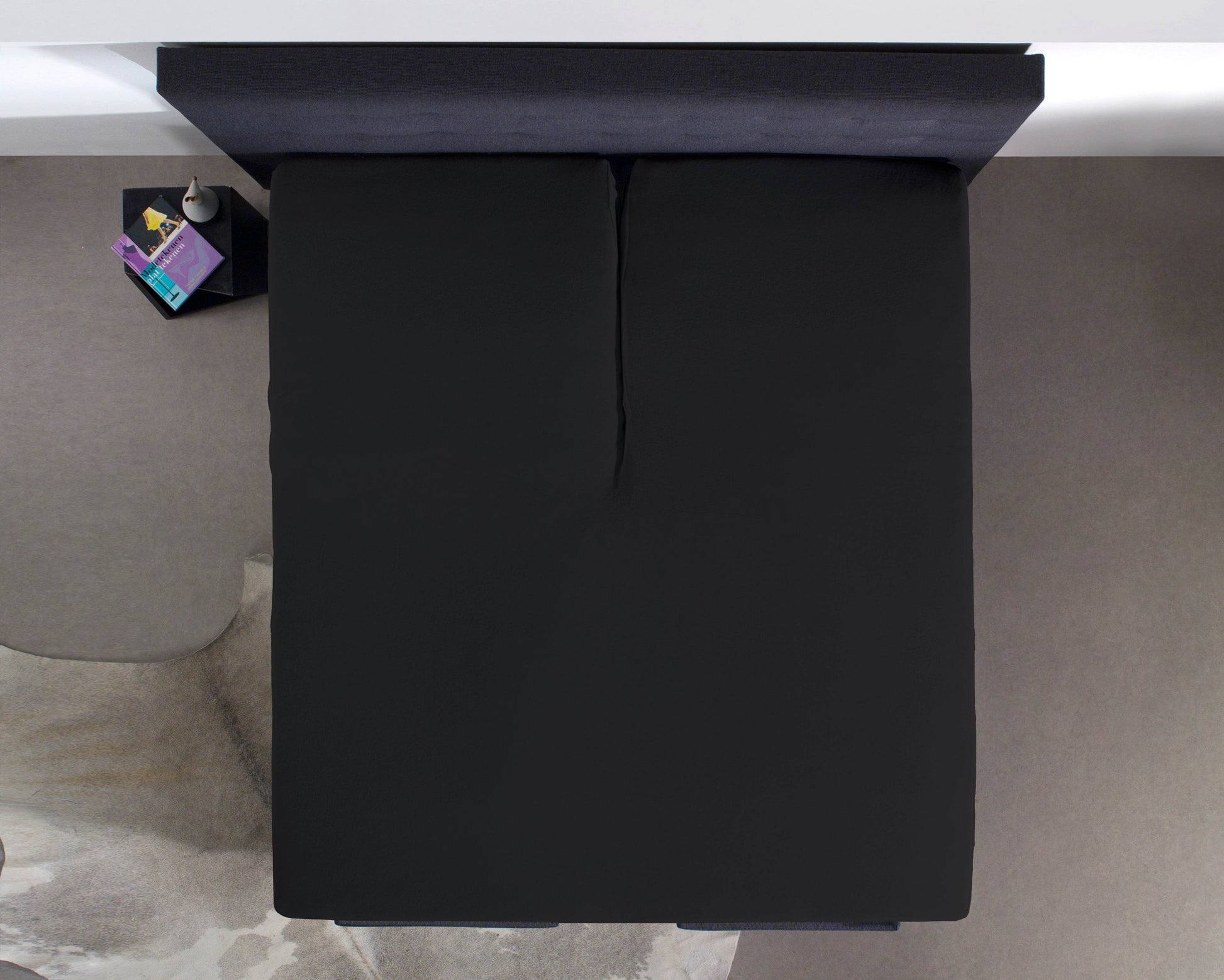 Split Topper Baumwolle Spannbettlaken Schwarz 160 x 200 cm - Palo24
