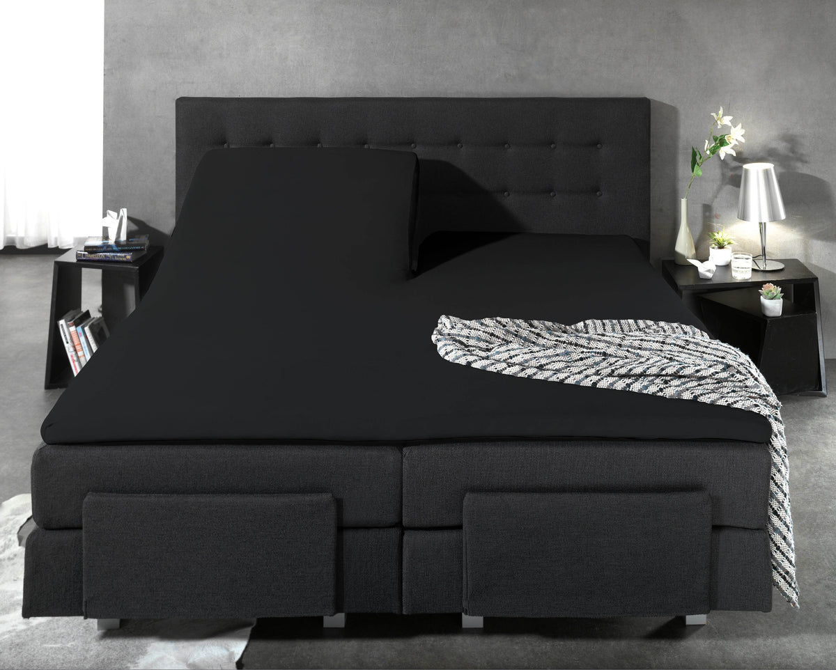 Split Topper Baumwolle Spannbettlaken Schwarz 160 x 200 cm - Palo24
