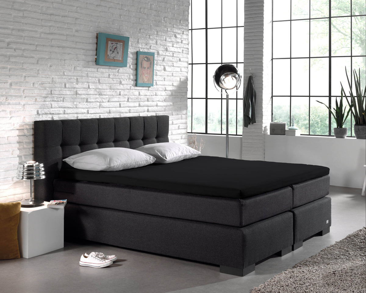 Split Topper Baumwolle Spannbettlaken Schwarz 160 x 200 cm - Palo24