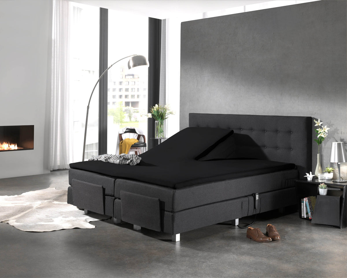 Split Topper Baumwolle Spannbettlaken Schwarz 160 x 200 cm - Palo24