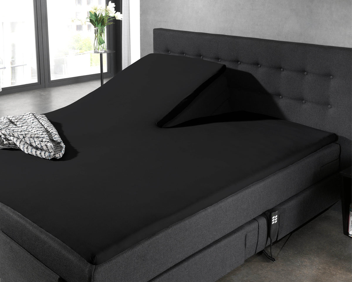 Split Topper Baumwolle Spannbettlaken Schwarz 160 x 220 cm - Palo24