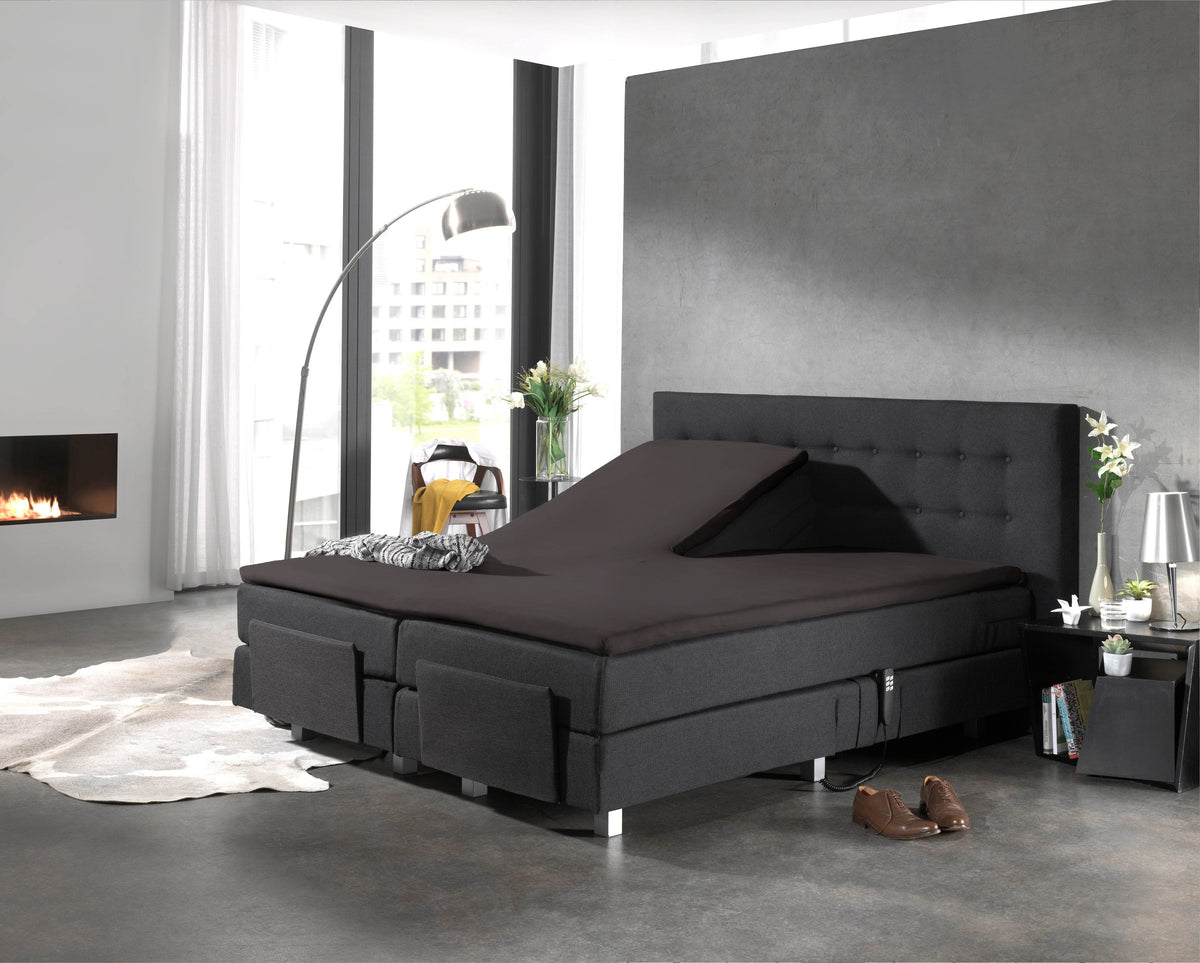 Split Topper Baumwolle Spannbettlaken Anthrazit 160 x 210 cm - Palo24