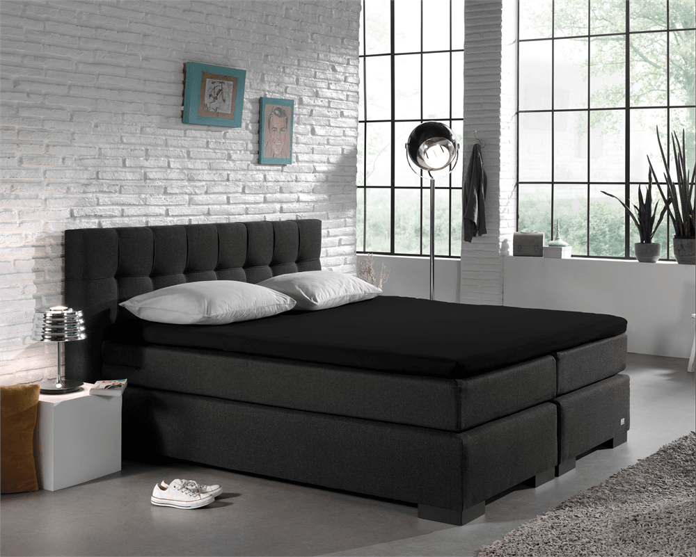 Split Topper Jersey Spannbettlaken Schwarz 140 x 200 cm - Palo24