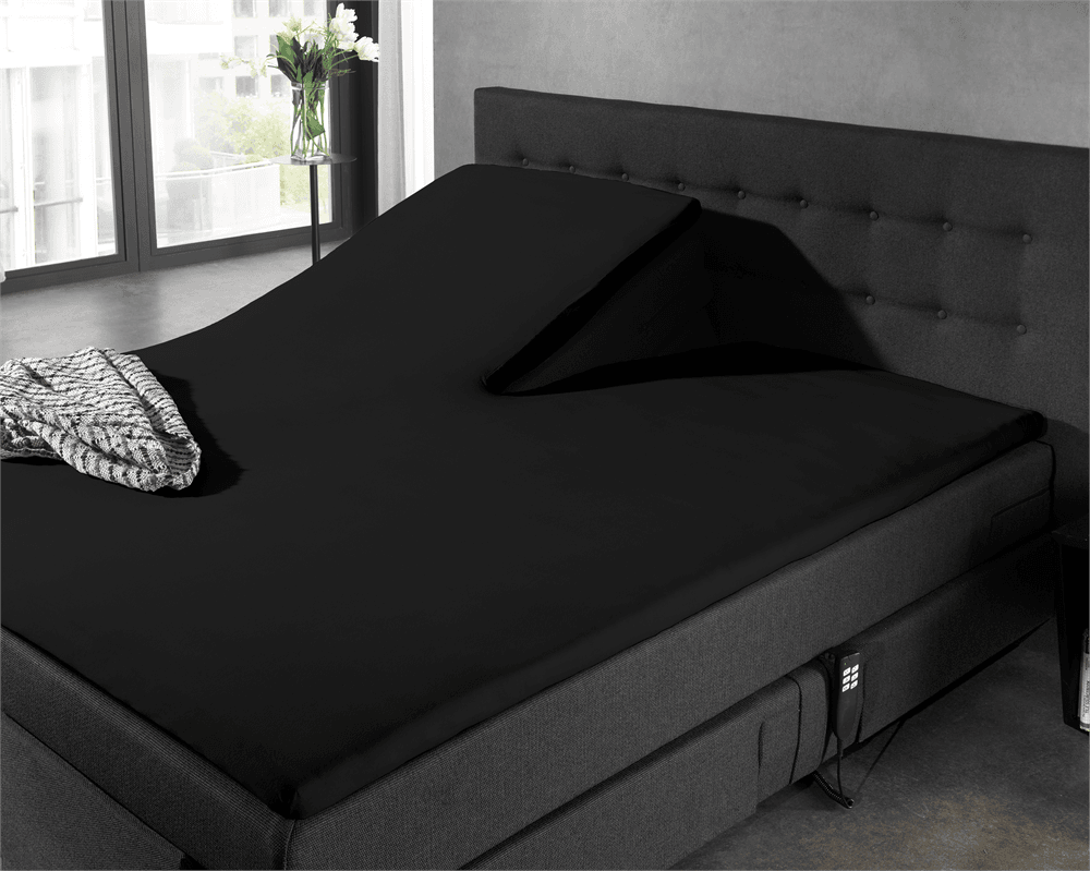 Split Topper Jersey Spannbettlaken Schwarz 180 x 220 cm - Palo24