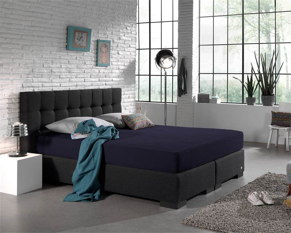 Doppelt Jersey 220 gr. Spannbettlaken Navy 80/100 x 220 cm - Palo24
