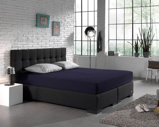 Doppelt Jersey 220 gr. Spannbettlaken Navy 140 x 200/220 cm - Palo24