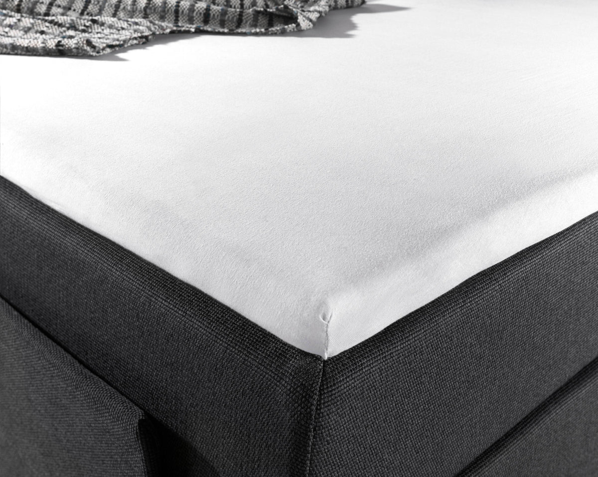 Jersey Topper Spannbettlaken Weiss 190/200 x 200/220 cm - Palo24