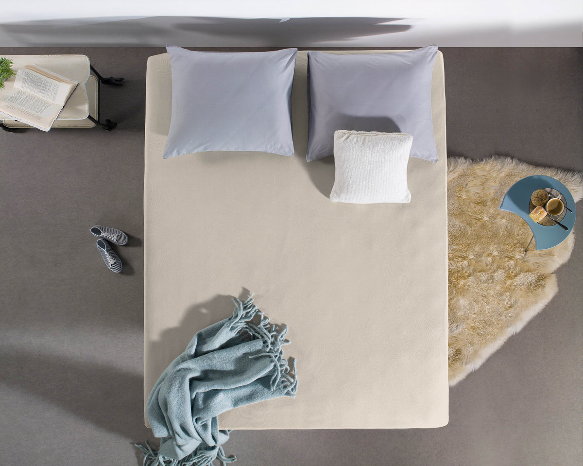 Jersey Topper Spannbettlaken Creme 160 x 200/220 cm - Palo24