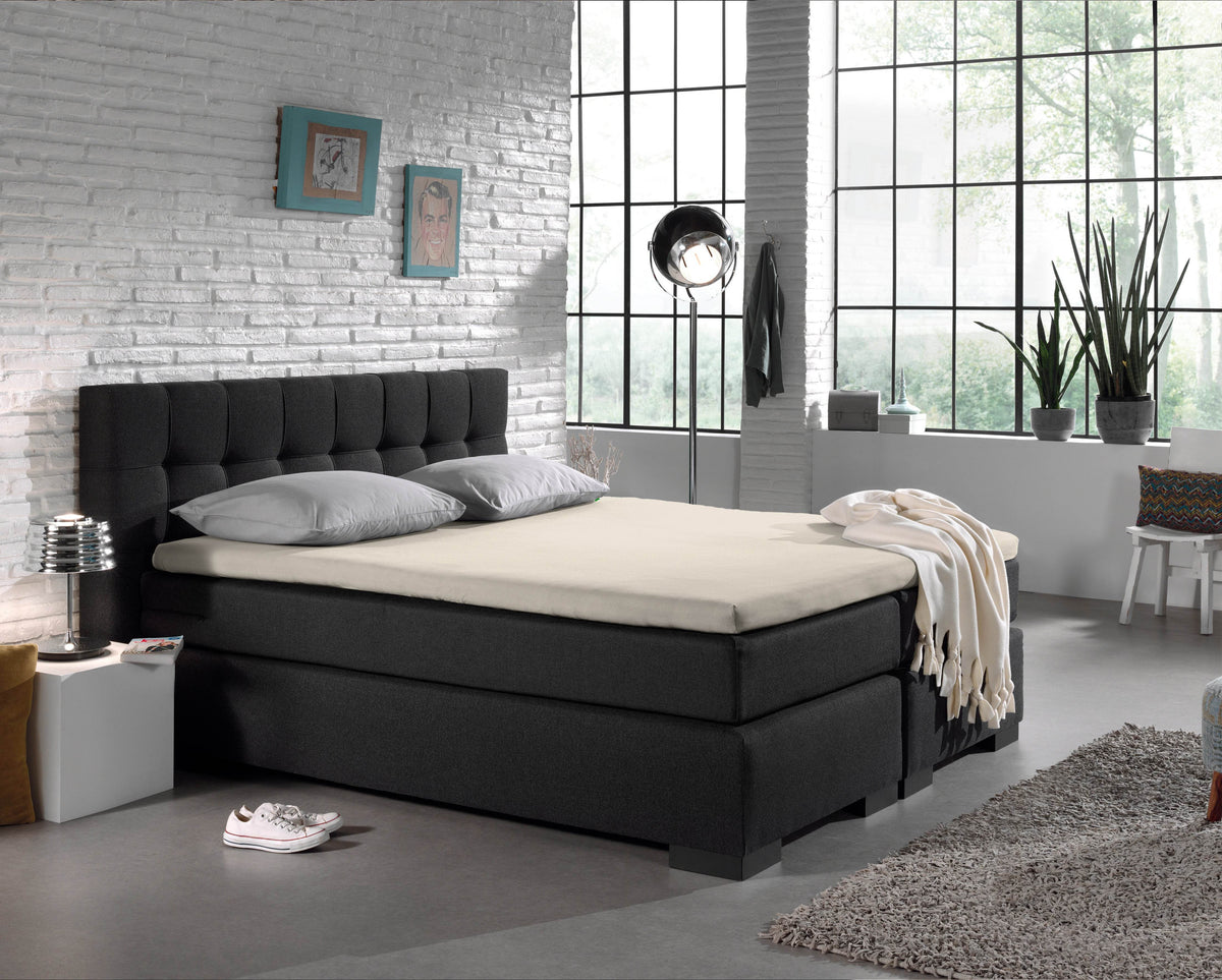 Jersey Topper Spannbettlaken Creme 190/200 x 200/220 cm - Palo24