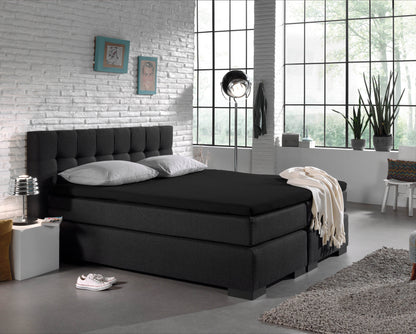 Jersey Topper Spannbettlaken Schwarz 120/140 x 200/220 cm - Palo24